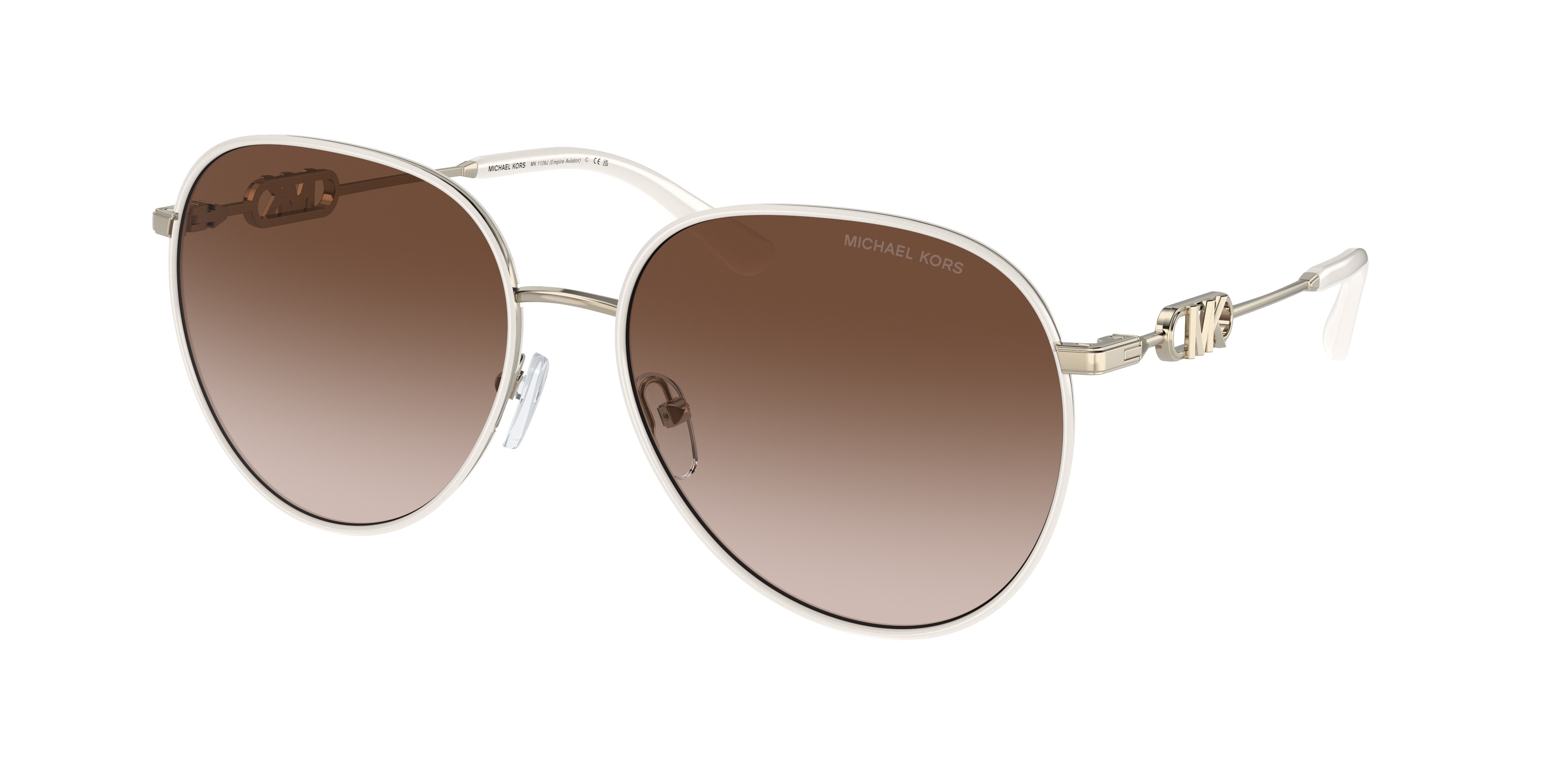 Michael Kors Femme MK1128J Empire 123313 Lunettes De Soleil MéTal Or Marron Pilote Normale Ombré-image